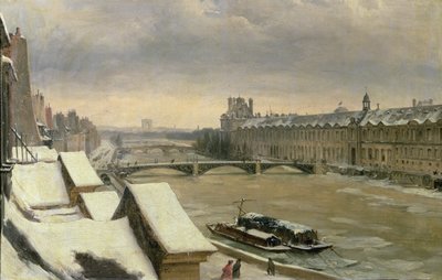 View of the Louvre in Winter by Hippolyte Victor Valentin Sebron